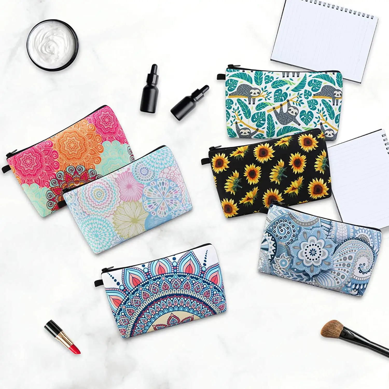Wholesale Neoprene Zipper Pouch Customized Women's Toiletry Bag Cosmetic Bags Washable Makeup Bags