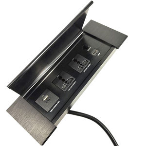 アルミ合金デスクトップユニバーサル電源コンセント2 IP56フリップカバーオフィス家具電気ソケットUSB-C NFC - Product Image 1