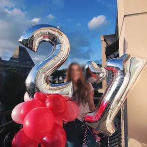 बच्चे वयस्क जन्मदिन शादी की सजावट पार्टी आपूर्ति एकल 40 इंच संख्या एल्यूमीनियम पन्नी गुब्बारे गुलाब सोने चांदी अंकों गुब्बारा