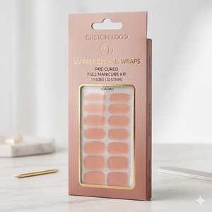 Litchea - Esmaltes de Uñas en Gel Sin Rayos UV, No Tóxicos, Certificados por la CE, Color Rosa Nude, Precurados, Kit de Manicura Completo, 22 Tiras, 11 Tamaños - Product Image 1