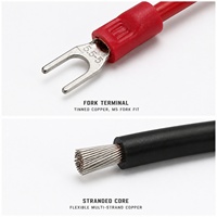 Câble de raccordement à borne fourche SV5-5U, rouge et noir, isolé PVC, cuivre étamé, vis M5, 5,5 mm², borne de batterie OEM