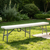 Banc pliant en plastique avec structure métallique, durable, imperméable, design moderne - Banc de salle à manger pliable et portable pour événements en plein air, camping