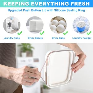 Conteneur pour capsules de lessive, 1 paquet, 94 fl oz, 5,8 lb, distributeur de poudre pour l'organisation et la décoration de la buanderie - Product Image 4
