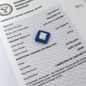 Bijoux Messi Diamant créé en laboratoire 1ct 2ct 3ct 4ct 5ct VVS VS Coupe princesse carrée Diamant cultivé en laboratoire - Product Image 2