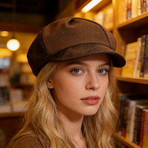 Béret Nuage Femme 2026 Nouveau Style Automne/Hiver Rétro Britannique Casquette Plate Octogonale en Jean (Design Amincissant le Visage) Plage - Product Image 3