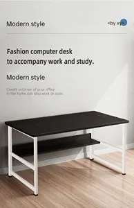YQ 영원히 홈 오피스 나무 학생 책상 80cm 블랙 컴퓨터 테이블 책상 선반