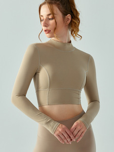 Camisetas y Tops Deportivos de Yoga de Manga Larga, Talla Grande, Transpirables, con Cuello Alto y Aberturas, Venta al Por Mayor 2026 - Product Image 3