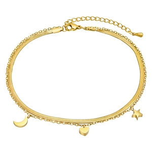 Sparrow Bracelet <span class=keywords><strong>de</strong></span> cheville pour femme, style européen et américain, en acier inoxydable double, plaqué or, au design tendance et original, accessoires pour les pieds - Product Image 5