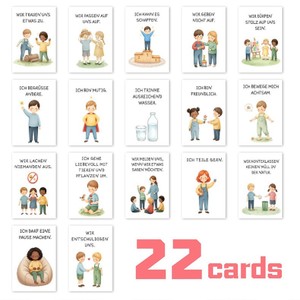 Tarjetas de Reglas de Comportamiento Social Alemánas con Dibujos Animados para Niños, 22 Piezas, Tarjetas de <span class=keywords><strong>Aprendizaje</strong></span> de Habilidades Sociales Montessori para Niños Pequeños - Product Image 1