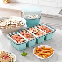 Boîte de rangement multifonction en silicone écologique pour réfrigérateur, avec couvercle rabattable, compatible micro-ondes, récipient alimentaire hermétique pour la rentrée scolaire