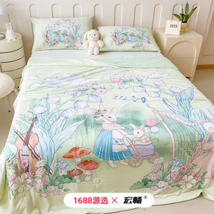 Manta de Verano Infantil con Dibujos Animados de Princesas, 1.5-2 Jin, Impresión Digital, Transpirable, Cuadrada Grande, Ropa de Cama para Niños - Product Image 1