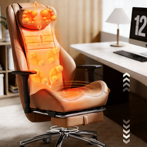 2026 Neuestes Design Luxuriöser Ergonomischer Leder-Bürostuhl mit Nacken- und Rückenmassage - Product Image 3