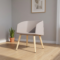 Fauteuil lounge moderne en tissu avec pieds en bois, siège d'appoint pour salon, appartement, hôtel