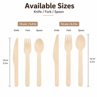 Ensemble de couverts en bois compostables 14 cm 16 cm Cuillère Couteau Fourchette en bois Imprimés sur mesure