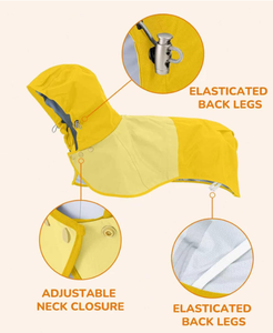 Imperméable pour chien avec capuche, veste de pluie à couverture étendue pour chiens, avec sangles pour les pattes, réfléchissant, trou pour laisse - Product Image 3