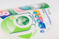 Rouleau imprimé de LOGO privé personnalisé étiquettes de bouteille de détergent en PVC PE auto-adhésives impression, étiquette de bouteille de détergent liquide de lessive