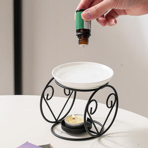Linglong noir céramique fer aromathérapie poêle huile essentielle lampe chauffante pour usage domestique cire fusion lampe pour <span class=keywords><strong>Amazon</strong></span> étranger - Product Image 3