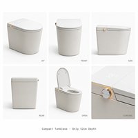 WC intelligent en céramique de 52 cm, à poser au sol, avec siphon en S, détection automatique, siège chauffant, double chasse et télécommande - Vente en gros