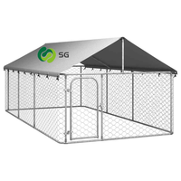 Grand enclos extérieur robuste pour chiens en acier galvanisé étanche, avec structure en treillis métallique, abri pour animaux de compagnie pour jardin et ferme