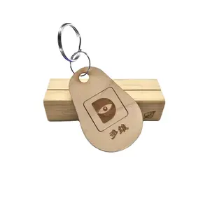 Eco friendly 100% Recyclable Wooden rfid Keychain 125KHz TK4100 custom Key Fob for Access control