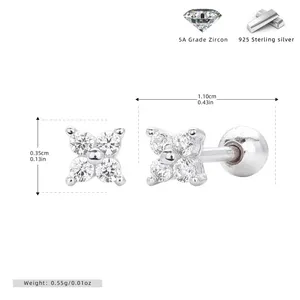 Boucles d'oreilles clous en argent sterling S925 avec <span class=keywords><strong>trois</strong></span> pierres de zircon, élégantes et sophistiquées, pour femme - Product Image 6