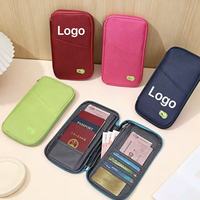 Dompet Organizer Paspor Kanvas, Penutup Pelindung Kartu, Tas Penyimpanan dengan Ritsleting, LOGO Custom, Tas Warna Emas