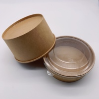Bol à salade en papier Kraft avec couvercle en plastique, récipient de 500, 750, 1000, 1100, 1300ml, 16oz, 24oz, 32oz, 35oz, 42oz, paquet de 10 pièces
