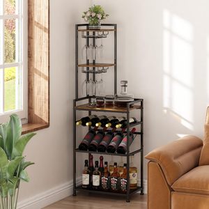 Porte-bouteilles de vin sur pied à 6 niveaux, support à verres pour bar, couleur et logo personnalisables, style Art Déco - Product Image 3