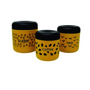 Top Sponsor Listing Stainless Steel Storage Box <b>Canister</b> <b>Set</b> Yellow Color 3 Pcs Printed Food Storage & Container - Product Image 1