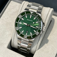 Montre de Plongée Sportive de Luxe avec Lunette, Étanche 300M, Lumineuse, Verre Saphir, Acier Inoxydable, Cadran Vert, Vente en Gros