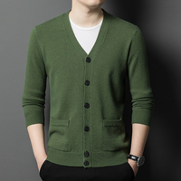 Cardigans tricotés unis à col en V respirants pour hommes, grandes tailles, vente en gros d'usine, pour le printemps et l'automne, avec col ouvert