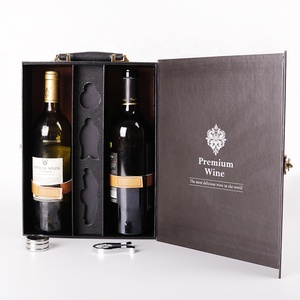 papel rígido de cartón con embalaje de caso de bloqueo de Metal de maleta de viaje de <span class=keywords><strong>vino</strong></span> caja de regalo con la manija - Product Image 4