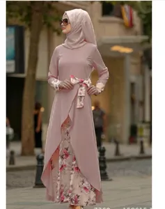 فستان أنيق مطبوع عالي الجودة للسهرة ملابس للمسلمات بأكمام طويلة للسيدات إصدار عام 2024 للبيع بالجملة
