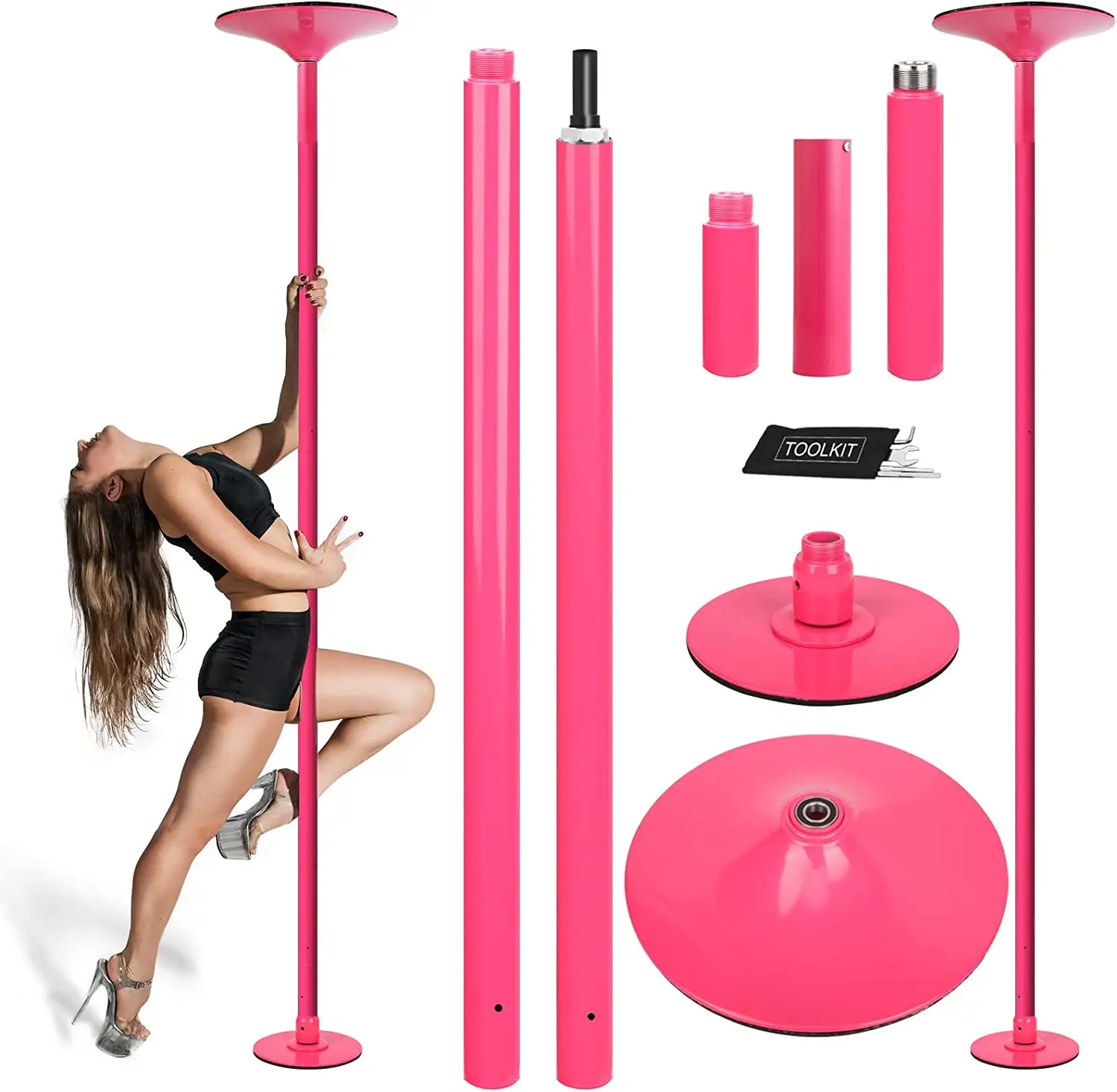 Bilink di alta qualità rimovibile regolabile in acciaio inox portatile azienda palo da ballo tubo Spinning Dance Stripping Pole