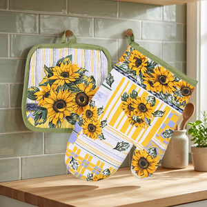 Lot de 2 maniques de cuisine modernes résistantes à la chaleur, écologiques, anti-brûlure, anti-huile, antidérapantes, en polyester-coton de qualité alimentaire - Product Image 1