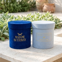 Boîte cadeau ronde bleue de luxe personnalisée avec revêtement UV finition mate, logo personnalisé pour la fête des mères, la Saint-Valentin