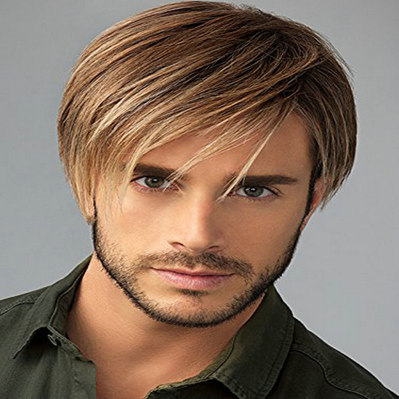 Perruques courtes Or Cheveux Synthétiques Perruques Vague Naturelle Brun Foncé Perruque pour Hommes USA Punk Coiffure Mode Populaire Chanteur Toupet