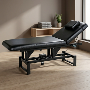 Table de massage électrique réglable noire, lit facial en cuir PU, table de soin spa en acier inoxydable - Product Image 6