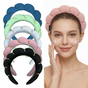 <span class=keywords><strong>Bandeau</strong></span> de lavage de visage torsadé asymétrique fait main en tissu éponge, style européen et américain, pour le marché international - Product Image 1