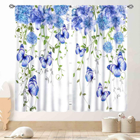 Rideaux Floraux 2 Panneaux Motif Fleuri Style Ferme Filtrant la Lumière Confidentialité Poche à Tringle Traitements de Fenêtre Draperies pour Salon