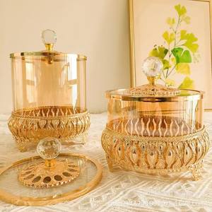 ชุดโหลขนมแก้วและเหล็กดีไซน์หรูหราสไตล์คริสตัล สำหรับตกแต่งบ้าน เก็บผลไม้อบแห้งและขนม - Product Image 4
