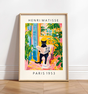 Poster con gatto nero su WC, dipinto a spruzzo in stile <span class=keywords><strong>Matisse</strong></span>, con cornice, marrone chiaro, rettangolare verticale, divertente decorazione da parete per bagno, stile tropicale - Product Image 1