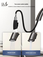 Robinet de cuisine commercial en acier inoxydable 304, extractible, gris anthracite, monocommande, personnalisable OEM pour projets hôteliers et de restaurants
