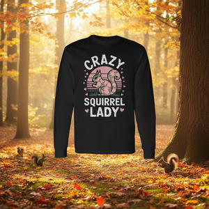T-shirt a maniche lunghe Crazy Squirrel Lady con design per amanti degli animali, vestibilità unisex - Product Image 3
