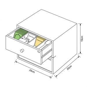 Organizador de Café de Bambú con 2 Cajones, Caja de Almacenamiento de Té con Etiquetas Grabadas para Cápsulas <span class=keywords><strong>Nespresso</strong></span> y K-Cup, Nuevo - Product Image 3