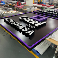 Enseigne lumineuse LED 3D en acrylique avec cadre en aluminium pour entreprise, logo de marque, lettres en relief éclairées par l'avant avec panneau de support en aluminium