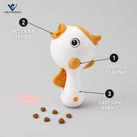 Jouet laser pour chat en forme de poisson, distributeur interactif de friandises, lanceur de croquettes, pointeur rouge, jouet pour chaton, jeu d'intérieur pour chat