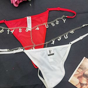 Tanga Personalizable para Mujer con Cintura Ajustable y Cadena Dorada con Letras de Diamantes de Imitación, Lencería Sexy de Nailon - Product Image 3
