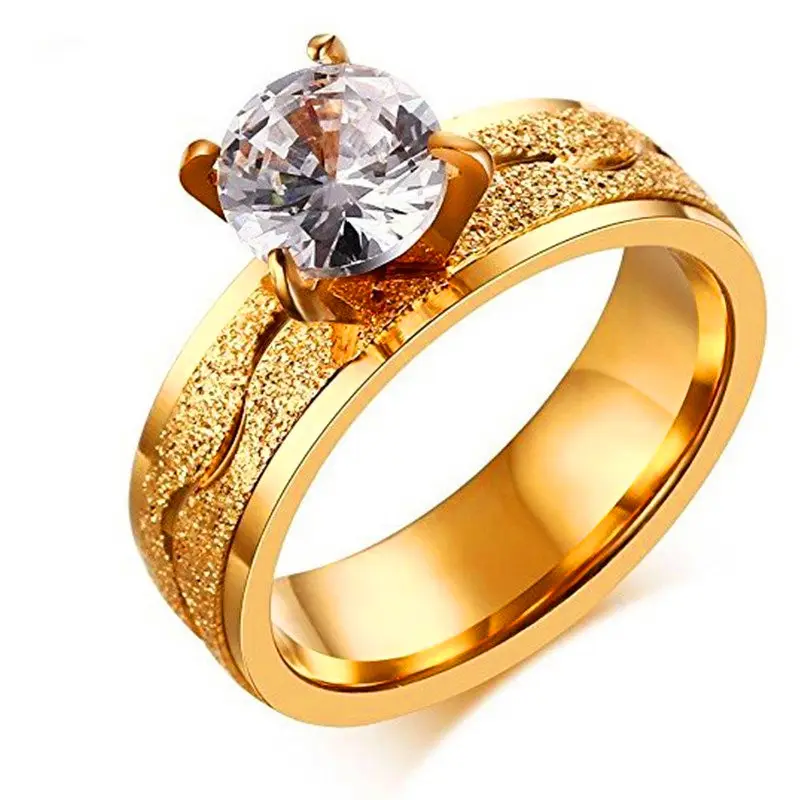 Anéis de diamante de dedo dourado, de aço inoxidável, 1 grampo, design para mulheres, com preço, diamante, anel de casamento