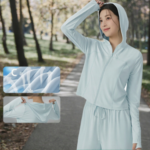 New Arrival 2-Piece Plus Size <b>Women</b> Pilates Outfit Set UPF50+ Hooded <b>Jacket</b>/Tank Top/Pants <b>Lightweight</b> Drawstring Premium Sports - Product Image 3